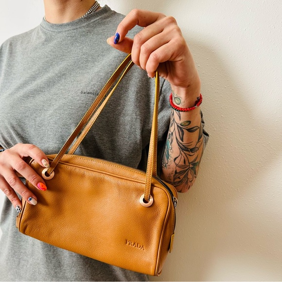 Prada Handbags - Prada camel color mini shoulder bag
